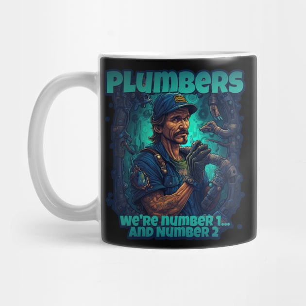 Plumbers: We're Number 1... And Number 2 Funny Plumber Design by DanielLiamGill
